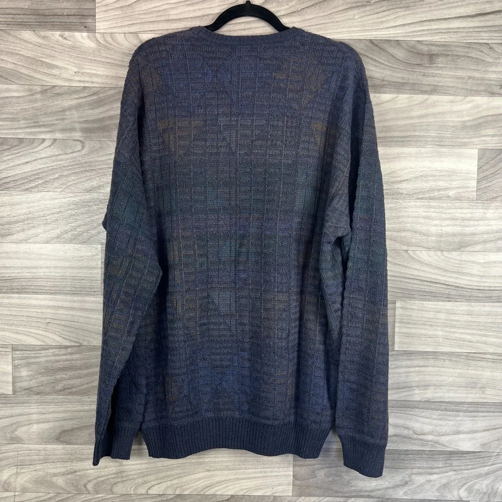 Segreto Sweater Men's XL Navy Blue Cotton Knitted Long Sleeve Crew Neck Pullover